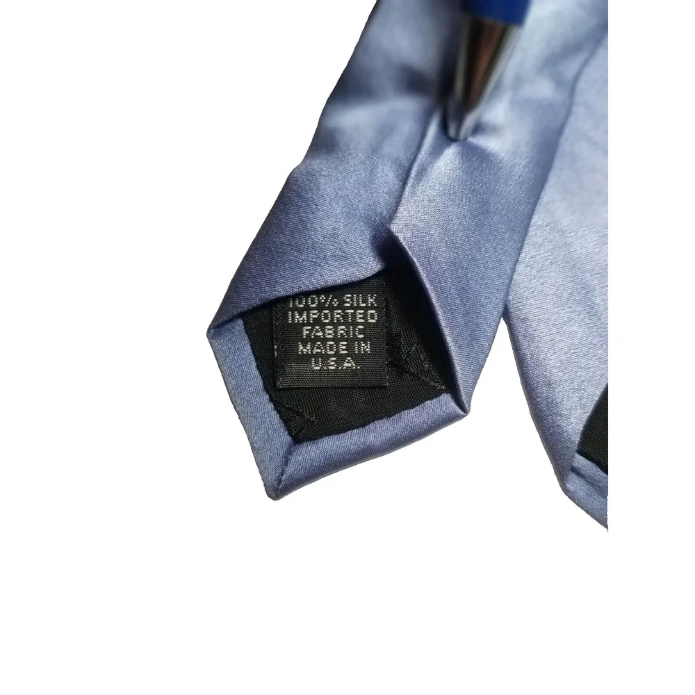Murano Light Steel Blue Smooth 100% Silk Pointed Tie‎ USA